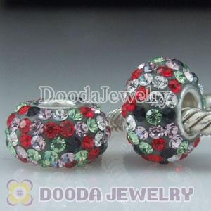 Jewelry silver beads with 90 crystal rhinestones Austrian crystal Jewelry beads