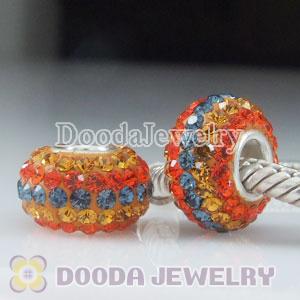 Jewelry silver beads with 90 crystal rhinestones Austrian crystal Jewelry beads