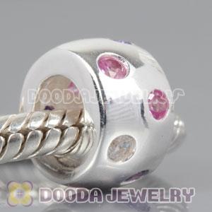 Solid Sterling Silver Charm Jewelry Beads with Stone