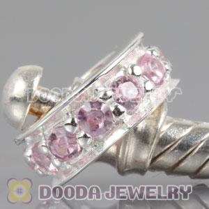 Solid Sterling Silver European Style Spacer Beads with Stone