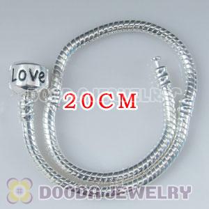 20CM Charm Jewelry silver plated bracelet with LOVE Stamped Lock