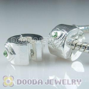 Wholesale Charm Jewelry silver plated clip beads with stone