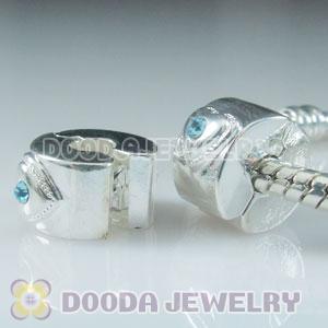 Wholesale Charm Jewelry silver plated clip beads with stone