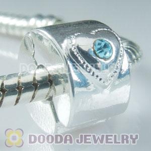 Wholesale European style silver plated clip beads with stone