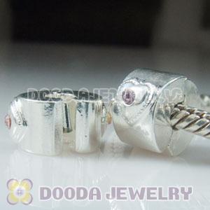 Wholesale Charm Jewelry silver plated clip beads with stone