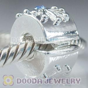 Wholesale European style silver plated clip beads with stone