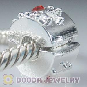 Wholesale European style silver plated clip beads with stone