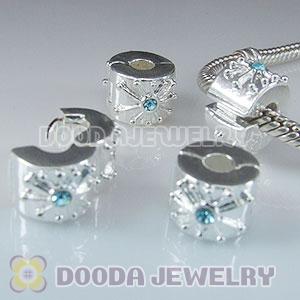 Wholesale European style silver plated clip beads with stone