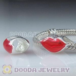 925 Sterling Silver European Style Beads Enamel Lip