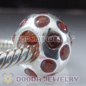 S925 Sterling Silver Charm Jewelry Beads with Orange Stone