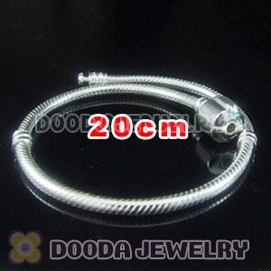 20cm 925 Silver Charm Jewelry Bracelet without stamped Clip