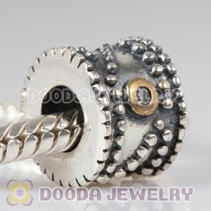 925 Sterling Silver Charm Jewelry Beads Gold Plated annulus with White Stone