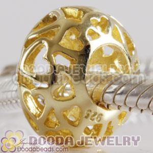Gold Plated Hollow Cage Sterling Silver Beads