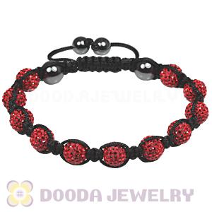 Fashion TresorBeads mens bracelets with Pave Red crystal bead and Hemitite 