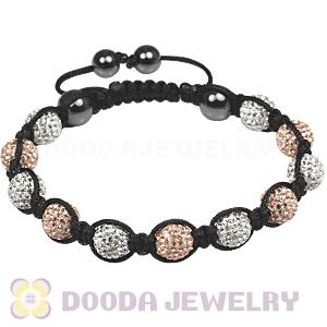 Fashion TresorBeads mens bracelets with Pave white-pink crystal bead and Hemitite 
