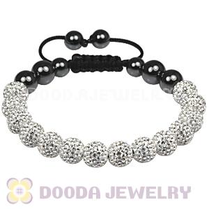 Fashion TresorBeads mens bracelets with Pave white crystal bead and Hemitite 