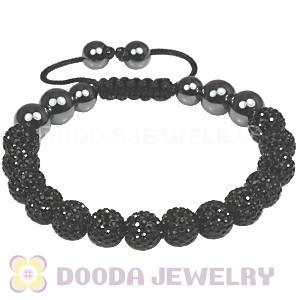 Fashion TresorBeads mens bracelets with Pave Black crystal bead and Hemitite 