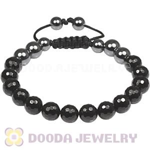 Fashion TresorBeads mens bracelets with Faceted Black agate and Hemitite 