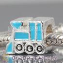 Silver Plated Enamel Blue Train Charm Beads fit European