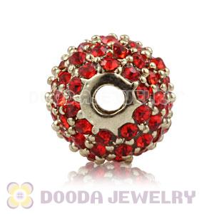 10mm Copper Disco Ball Bead Pave Red Austrian Crystal handmade Style