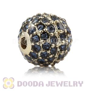 10mm Copper Disco Ball Bead Pave Ink Blue Austrian Crystal handmade Style