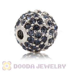 10mm Copper Disco Ball Bead Pave Ocean Blue Austrian Crystal handmade Style