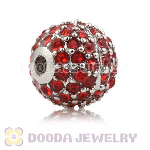 10mm Copper Disco Ball Bead Pave Red Austrian Crystal handmade Style