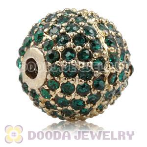 12mm Copper Disco Ball Bead Pave Blue Austrian Crystal handmade Style