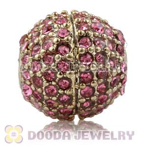 12mm Copper Disco Ball Bead Pave Pink Austrian Crystal handmade Style