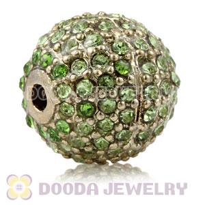 12mm Gold plated Copper Disco Ball Bead Pave Green Austrian Crystal handmade Style