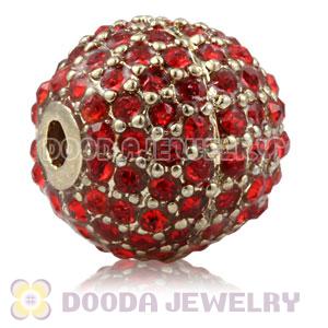 12mm Gold plated Copper Disco Ball Bead Pave Red Austrian Crystal handmade Style