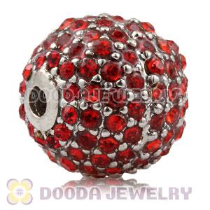 12mm Copper Disco Ball Bead Pave Red Austrian Crystal handmade Style