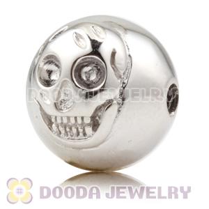 10×11mm Rhodium plated Sterling Silver Skull Head Ball Bead 