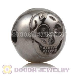 10×11mm Gun black plated Sterling Silver Skull Head Ball Bead 