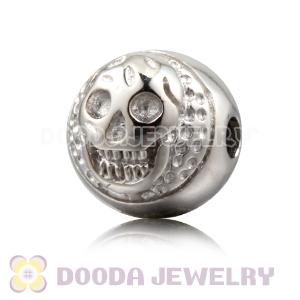 8×9mm Rhodium plated Sterling Silver Skull Head Ball Bead