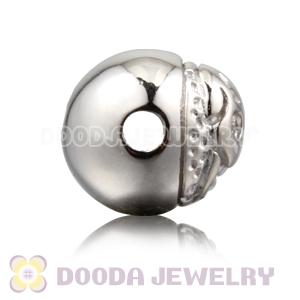 8×9mm Rhodium plated Sterling Silver Skull Head Ball Bead 