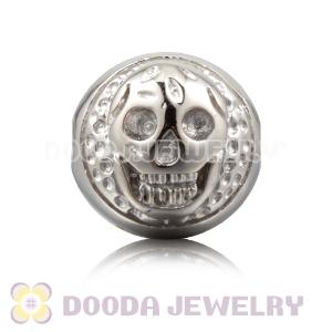 8×9mm Rhodium plated Sterling Silver Skull Head Ball Bead 