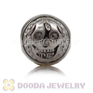  8×9mm Gun black plated Sterling Silver Skull Head Ball Bead 