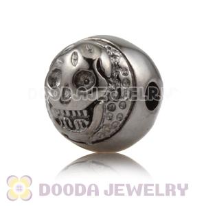  8×9mm Gun black plated Sterling Silver Skull Head Ball Bead 