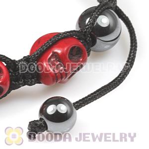 Red Turquoise Skull Head Ladies String Bracelets with Hemitite 