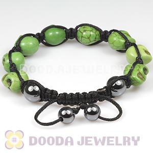 Olive Green Turquoise Skull Head Ladies String Bracelets with Hemitite 