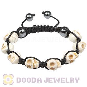 Beige Turquoise Skull Head Ladies String Bracelets with Hemitite