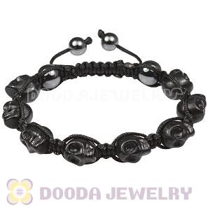 Black Turquoise Skull Head Ladies String Bracelets with Hemitite