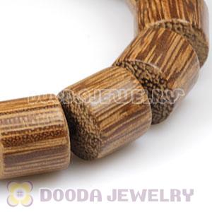 12mm Drum Shaped Gold-Rimmed Wood Beads Buddhist Prayer Bracelet Wrist Mala