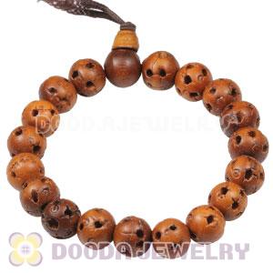 10mm Peach Wooden Beads Tibetan Buddhist Prayer Bracelet Wrist Mala