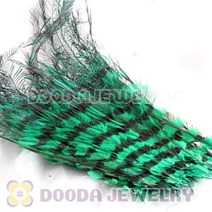 Green Thin Striped Grizzly Bird Feather Hair Extension Wholesale