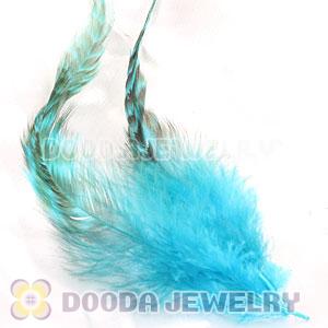 Natural Striped Green Strung Rooster Feather Hair Extension Wholesale
