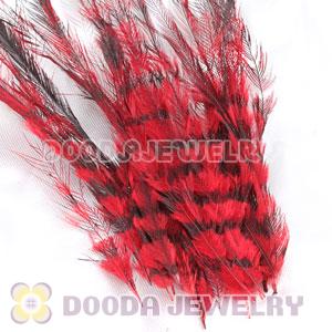 Red Thin Striped Grizzly Bird Feather Hair Extension Wholesale