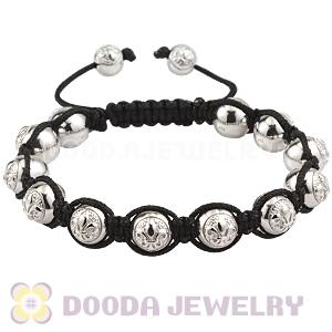 925 Sterling Silver Ball Logo Bead Men Macrame Bracelet