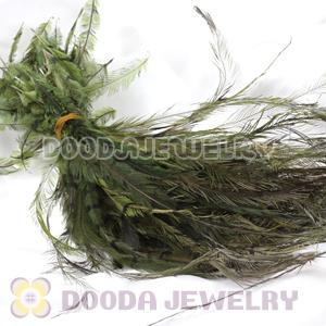 Green Thin Striped Grizzly Bird Feather Hair Extension Wholesale